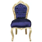 Casa Padrino Barock Esszimmerstuhl Royal Blau / Gold ohne Armlehnen Mod2