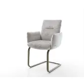 DELIFE Freischwinger Jova-Flex mit Armlehnen Chenille Silbergrau Freischwinger flach Effektfinish Titan Taschenfederkern