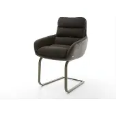 DELIFE Freischwinger Abelia-Flex mit Armlehnen Materialmix Schwarz Freischwinger flach Effektfinish Titan