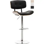 CLP Barhocker höhenverstellbar Sarnia Barstuhl mit Lehne und Bodenschoner mit Metallgestell, Modernes Design, Kunstledersitz drehbar, Farbe: walnuss/schwarz