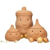 MamboCat 3tlg. Terrakotta-Töpfe Set Knoblauchtopf + Zwiebeltopf + Kartoffeltopf Vorrats-Dosen