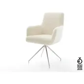 DELIFE Esszimmerstuhl Heira-Flex mit Armlehnen Teddystoff Beige Kreuzgestell konisch Edelstahl Taschenfederkern