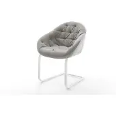 DELIFE Freischwinger Gaio-Flex Strukturstoff Soft Grau Freischwinger flach Weiß