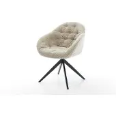 DELIFE Drehstuhl Gaio-Flex Webstoff Soft Beige Kreuzgestell breit Schwarz 360° drehbar Wippfunktion