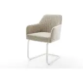 DELIFE Freischwinger Greg-Flex Webstoff Soft Beige Freischwinger flach Weiß Taschenfederkern
