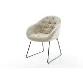 DELIFE Esszimmerstuhl Gaio-Flex Webstoff Soft Beige Kufengestell Schwarz