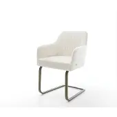 DELIFE Freischwinger Greg-Flex Bouclé Soft Beige Freischwinger flach Effektfinish Titan Taschenfederkern