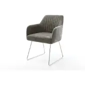 DELIFE Esszimmerstuhl Greg-Flex Bouclé Soft Schlamm Kufengestell Edelstahl Taschenfederkern