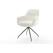 DELIFE Esszimmerstuhl Pejo-Flex Bouclé Soft Beige Kreuzgestell konisch Schwarz Taschenfederkern