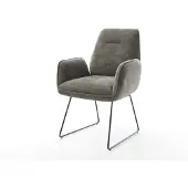 DELIFE Esszimmerstuhl Zoa-Flex Bouclé Soft Schlamm Kufengestell Schwarz Taschenfederkern