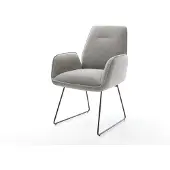 DELIFE Esszimmerstuhl Zoa-Flex Strukturstoff Soft Grau Kufengestell Schwarz Taschenfederkern