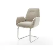 DELIFE Freischwinger Zoa-Flex Webstoff Soft Beige Freischwinger flach Edelstahl Taschenfederkern
