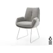 DELIFE Esszimmerstuhl Clea-Flex Strukturstoff Soft Grau Kufengestell Edelstahl