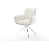 DELIFE Esszimmerstuhl Nela-Flex Bouclé Soft Beige Kreuzgestell konisch Edelstahl