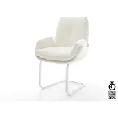 DELIFE Freischwinger Clea-Flex Bouclé Soft Beige Freischwinger flach Weiß