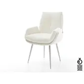 DELIFE Esszimmerstuhl Clea-Flex Bouclé Soft Beige 4-Fuß konisch Edelstahl