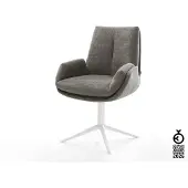 DELIFE Drehstuhl Clea-Flex Bouclé Soft Schlamm Fußkreuz Weiß 360° drehbar Wippfunktion