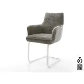 DELIFE Freischwinger Heira-Flex mit Armlehnen Bouclé Soft Schlamm Freischwinger flach Weiß Taschenfederkern