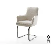 DELIFE Freischwinger Heira-Flex mit Armlehnen Webstoff Soft Beige Freischwinger flach Graphit Taschenfederkern