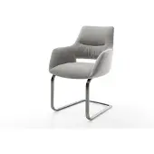 DELIFE Freischwinger Yago-Flex mit Armlehnen Strukturstoff Soft Grau Freischwinger flach Graphit Taschenfederkern