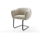 DELIFE Freischwinger Jada-Flex Webstoff Soft Beige Freischwinger flach Schwarz Taschenfederkern