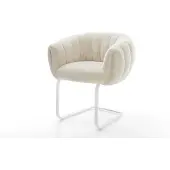 DELIFE Freischwinger Jada-Flex Plüsch Creme-Weiß Freischwinger flach Weiß Taschenfederkern