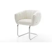 DELIFE Freischwinger Jada-Flex Bouclé Soft Beige Freischwinger flach Edelstahl Taschenfederkern