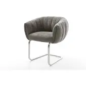 DELIFE Freischwinger Jada-Flex Bouclé Soft Schlamm Freischwinger flach Edelstahl Taschenfederkern