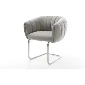 DELIFE Freischwinger Jada-Flex Strukturstoff Soft Grau Freischwinger flach Edelstahl Taschenfederkern