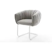 DELIFE Freischwinger Jada-Flex Strukturstoff Soft Grau Freischwinger flach Weiß Taschenfederkern