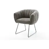 DELIFE Esszimmerstuhl Jada-Flex Bouclé Soft Schlamm Kufengestell Schwarz Taschenfederkern
