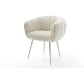DELIFE Esszimmerstuhl Jada-Flex Teddystoff Beige 4-Fuß konisch Edelstahl Taschenfederkern