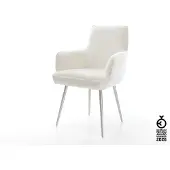 DELIFE Esszimmerstuhl Heira-Flex mit Armlehnen Bouclé Soft Beige 4-Fuß konisch Edelstahl Taschenfederkern