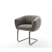 DELIFE Freischwinger Jada-Flex Bouclé Soft Schlamm Freischwinger flach Effektfinish Titan Taschenfederkern