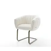 DELIFE Freischwinger Jada-Flex Bouclé Soft Beige Freischwinger flach Effektfinish Titan Taschenfederkern