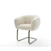 DELIFE Freischwinger Jada-Flex Plüsch Creme-Weiß Freischwinger flach Effektfinish Titan Taschenfederkern