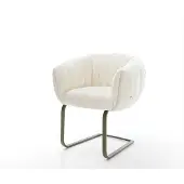 DELIFE Freischwinger Jada-Flex Bouclé Weiß Freischwinger flach Effektfinish Titan Taschenfederkern