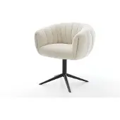 DELIFE Drehstuhl Jada-Flex Teddystoff Beige Fußkreuz Schwarz 360° drehbar Wippfunktion Taschenfederkern