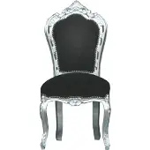 Casa Padrino Barock Esszimmer Stuhl Schwarz/Silber - Möbel Antik Stil