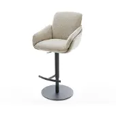 DELIFE Barstuhl Luan-Flex Webstoff Soft Beige Drehfuß höhenverstellbar Metall Schwarz