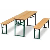 Casa Padrino Gartengarnitur Naturfarben / Grün 220 cm - Biergarten Möbel