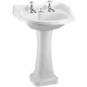 Casa Padrino Art Deco Waschbecken mit 2 Hahnlöchern - Porzellan Waschbecken in Weiß, 65 x 57,5 x 92 cm