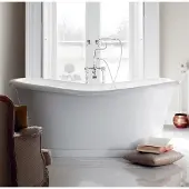 Casa Padrino freistehende Badewanne BAdm180 im Retro Stil, Weiß, 1800 x 885 x 745 mm