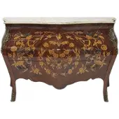 Casa Padrino Barock Kommode mit Marmorplatte, Mahagonifarben, 135 x 50 x 90 cm