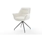 DELIFE Esszimmerstuhl Kaira-Flex Bouclé Soft Beige Kreuzgestell konisch Schwarz