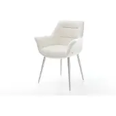 DELIFE Esszimmerstuhl Kaira-Flex Bouclé Soft Beige 4-Fuß konisch Edelstahl