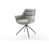 DELIFE Esszimmerstuhl Kaira-Flex Strukturstoff Soft Grau Kreuzgestell konisch Schwarz