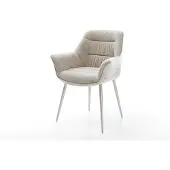 DELIFE Esszimmerstuhl Kaira-Flex Webstoff Soft Beige 4-Fuß konisch Edelstahl