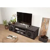 MASSIVMOEBEL24.DE TV-Board Mango 180x55x50 grau lackiert RAILWAY #235
