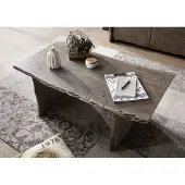 MASSIVMOEBEL24.DE Couchtisch Akazie 120x60x45 Akazie grau lackiert PURE ACACIA #427